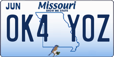 MO license plate OK4Y0Z