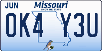 MO license plate OK4Y3U