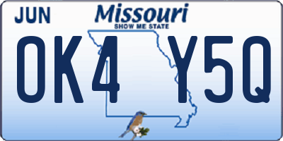 MO license plate OK4Y5Q