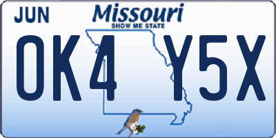MO license plate OK4Y5X