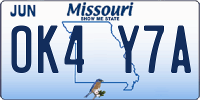 MO license plate OK4Y7A