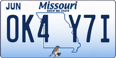 MO license plate OK4Y7I