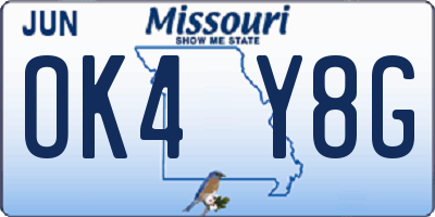 MO license plate OK4Y8G