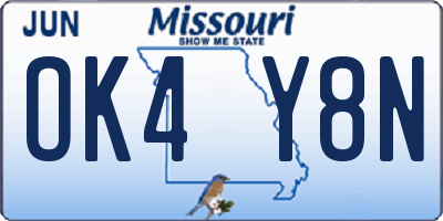 MO license plate OK4Y8N