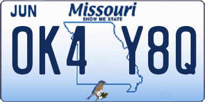 MO license plate OK4Y8Q