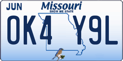 MO license plate OK4Y9L