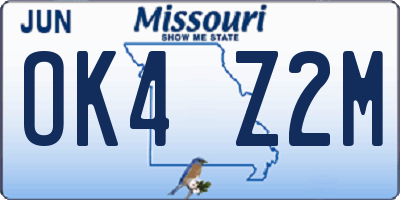 MO license plate OK4Z2M