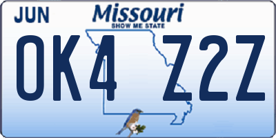 MO license plate OK4Z2Z