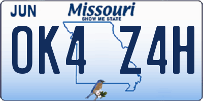 MO license plate OK4Z4H