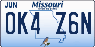 MO license plate OK4Z6N