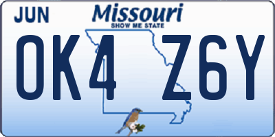 MO license plate OK4Z6Y