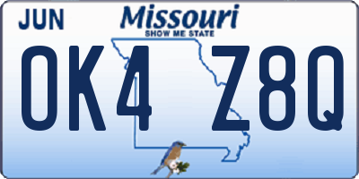 MO license plate OK4Z8Q