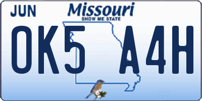 MO license plate OK5A4H