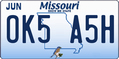 MO license plate OK5A5H