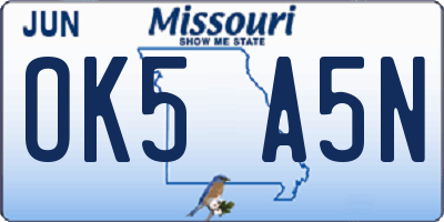 MO license plate OK5A5N
