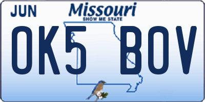 MO license plate OK5B0V