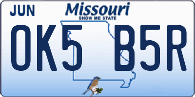 MO license plate OK5B5R