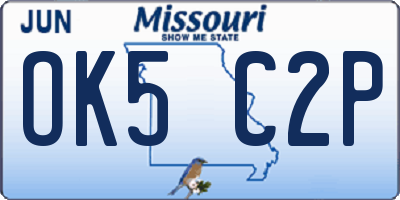 MO license plate OK5C2P