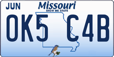 MO license plate OK5C4B