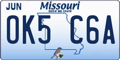 MO license plate OK5C6A