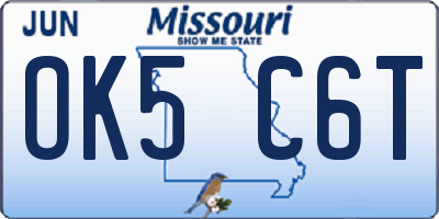 MO license plate OK5C6T