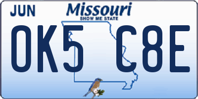 MO license plate OK5C8E
