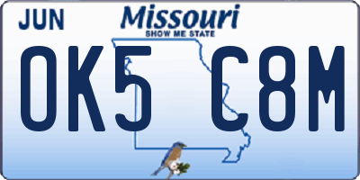 MO license plate OK5C8M
