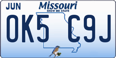 MO license plate OK5C9J