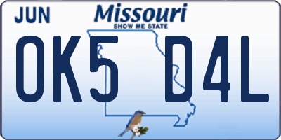 MO license plate OK5D4L