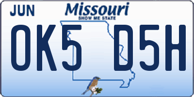 MO license plate OK5D5H