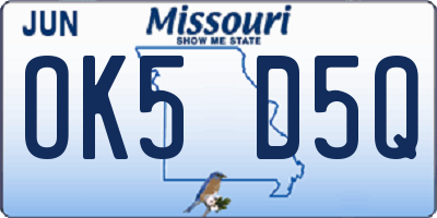 MO license plate OK5D5Q