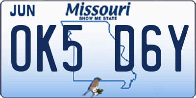 MO license plate OK5D6Y