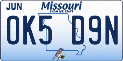 MO license plate OK5D9N