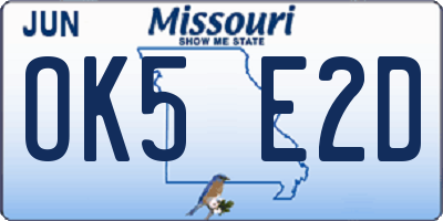 MO license plate OK5E2D