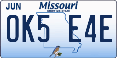 MO license plate OK5E4E