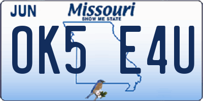 MO license plate OK5E4U