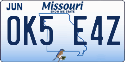 MO license plate OK5E4Z