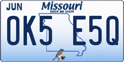 MO license plate OK5E5Q