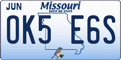 MO license plate OK5E6S