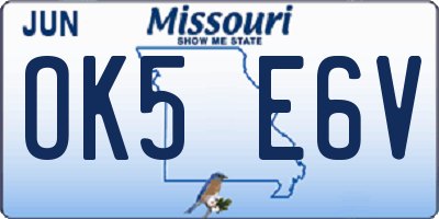 MO license plate OK5E6V
