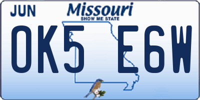 MO license plate OK5E6W