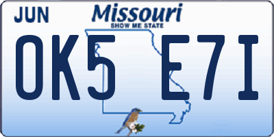 MO license plate OK5E7I