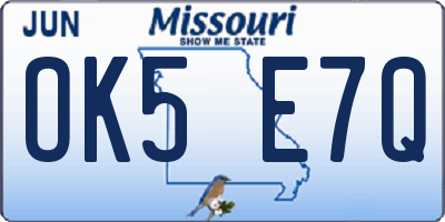 MO license plate OK5E7Q