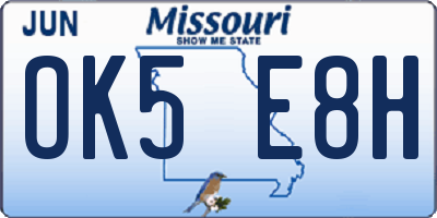 MO license plate OK5E8H
