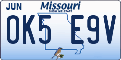 MO license plate OK5E9V