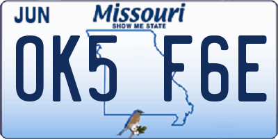MO license plate OK5F6E