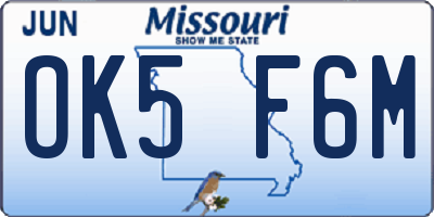 MO license plate OK5F6M
