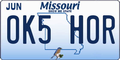 MO license plate OK5H0R
