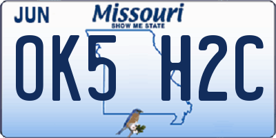 MO license plate OK5H2C