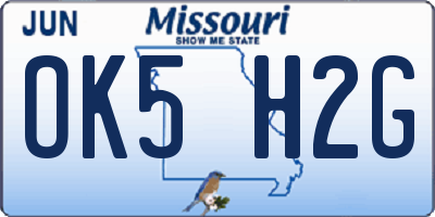 MO license plate OK5H2G